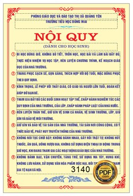 File tranh Market Nội quy trường tiểu học Đông Mai file Corel (bản gốc) in lụa 5D