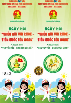 File tranh Market Ngày hội Thiếu nhi vui khỏe - tiến bước lên đoàn file CDR x7 (bản gốc) treo phòng ăn