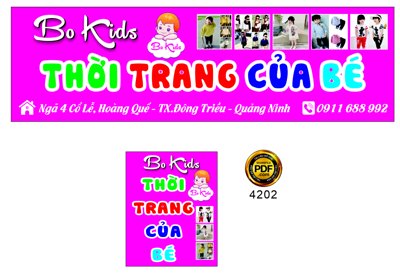 File tranh Market bảng biển Bo Kids Thời trang của bé file corel (gốc) in film