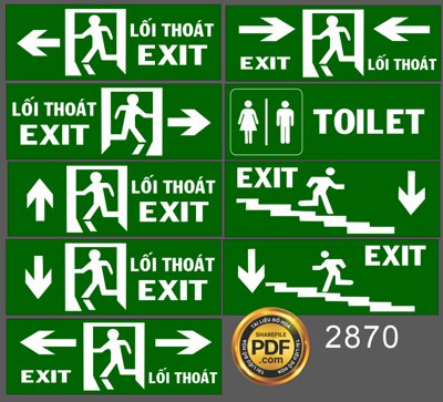 Tải file Market bảng chỉ hướng lối thoát exit file corel (gốc) in trên mọi chất liệu