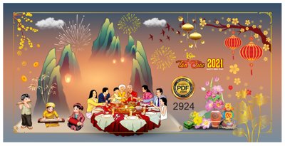 Tệp tin gốc Market bữa cơm tết đoàn viên mừng xuân Tân Sửu file corel (dùng cho in ấn) chuyên nghiệp