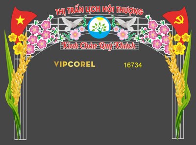 File tranh Market cổng chào Thị Trấn Lịch Hội Thượng file corel (gốc) in film