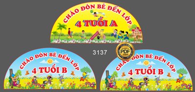 File gốc Market chào đón bé đến lớp - trường mầm non file Corel (in lụa) họa tiết 3D