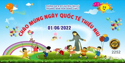 File gốc Market chào mừng ngày quốc tế thiếu nhi Đồng Văn 1 file CDR (in lụa) họa tiết 3D