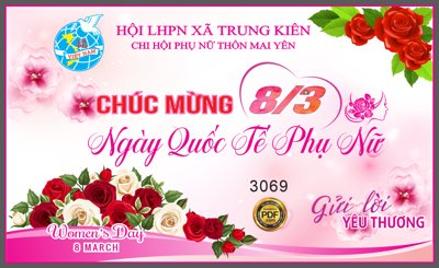File tranh gốc Market chúc mừng ngày 8-3 hội LHPN xã Trung Kiên file Corel (bản quyền) độc đáo