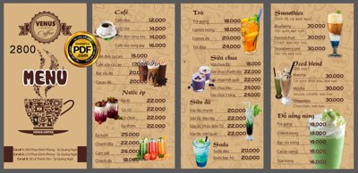 File tranh quảng cáo Market menu đồ uống Venus coffee file coreldraw (download file gốc)