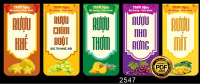 File ảnh Market tem dán decal phân loại bình rượu file CDR (gốc) in standee