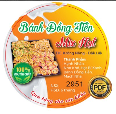 File gốc Market tem nhãn bánh đồng tiền mix hạt file corel (in lụa) trang trí tường