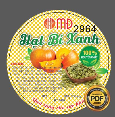 Ảnh gốc Market tem nhãn hạt bí xanh nguyên chất file corel (siêu chi tiết) để in ấn