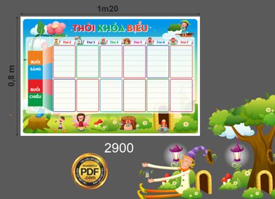 Cung cấp file tranh gốc Market thời khóa biểu trường tiểu học file corel độc quyền