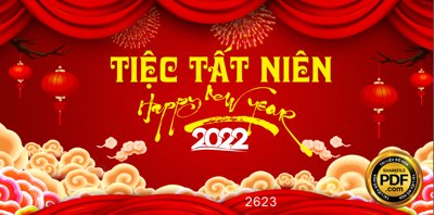 Hình ảnh file gốc in trần nhà Market tiệc tất niên happy new year 2022 file CDR