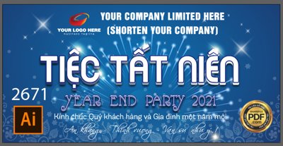 File gốc in ấn Market tiệc tất niên year end party 2021 file illustrator độ phân giải cao