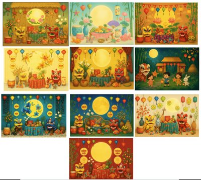 File tranh gốc Market trang trí vui tết Trung Thu 2025 #40 file corel (sắc nét từng chi tiết)