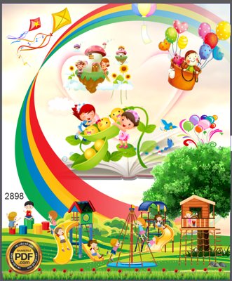 File PSD Market tranh trẻ em vui chơi tranh trang trí trường mầm non (bản gốc) chất lượng nhất