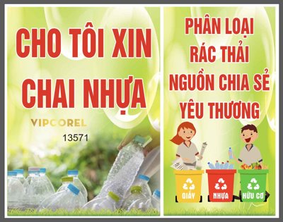 Ảnh gốc Market tuyên truyền cho tôi xin chai nhựa file corel (độ nét cao) in mica