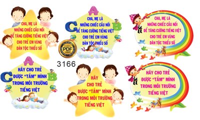 File tranh PSD Market tuyên truyền tăng cường Tiếng Việt cho trẻ file corel chất lượng cao