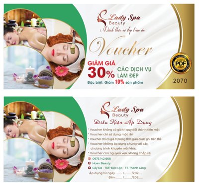 Tải file gốc in lụa Market voucher Lady spa đánh thức vẻ đẹp tiềm ẩn file CDR siêu nét