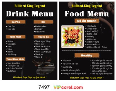 File tranh Menu Billiard king legend - Đồ uống drink file corel (gốc) chủ đề trừu tượng