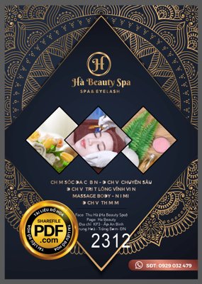 File PSD Menu Hà Beauty Spa - Spa and Eyelash file CorelDRAW x5 (bản gốc) cho nhà in