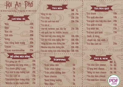 File gốc in mica Menu Hội An Phố file vector PDF và file CDR chất lượng