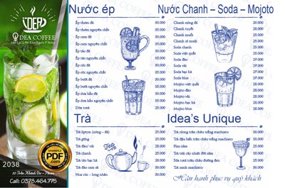File tranh Menu Idea coffee - một ly cà phê khởi nguồn lý tưởng #2 CDR (bản gốc) treo phòng ăn