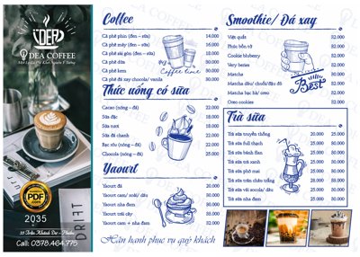 File ảnh Menu Idea coffee - một ly cà phê khởi nguồn lý tưởng CDR (gốc) cho trang trí nhà hàng