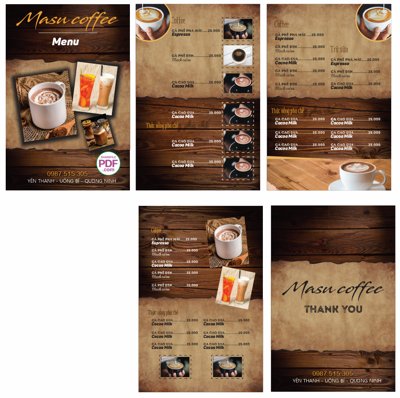 File gốc Menu Masu coffee file vector PDF và file CorelDRAW (chuẩn màu) cho in offset