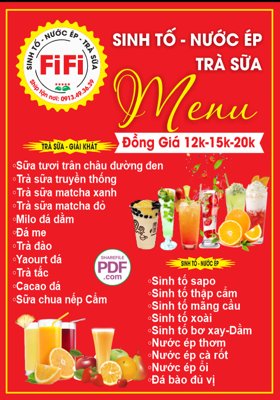 File in trần Menu Sinh tố - nước ép - trà sữa FiFi file PDF và file CDR (file gốc) phong thủy