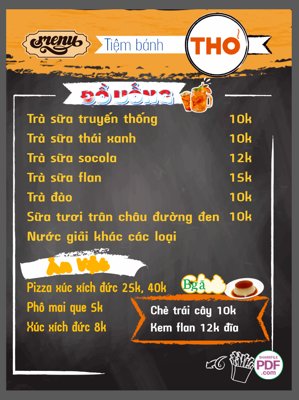 File gốc Menu Tiệm bánh Thỏ - đồ uống file vector PDF & CDR (bản quyền) cho in ấn