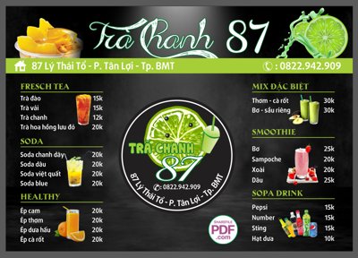 Tải file gốc Menu Trà chanh 87 file vector PDF và file CorelDRAW (bản PSD) còn layer