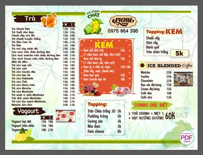 File gốc Menu Trà chanh chất - yogourt - kem file vector PDF & CDR (phong cách) cổ điển