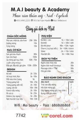 File ảnh gốc Menu nail eyelash - MAI beauty & academy file corel không vỡ nét
