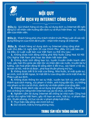 File gốc Nội quy điểm dịch vụ internet công cộng VNPT (in tráng gương) nghệ thuật