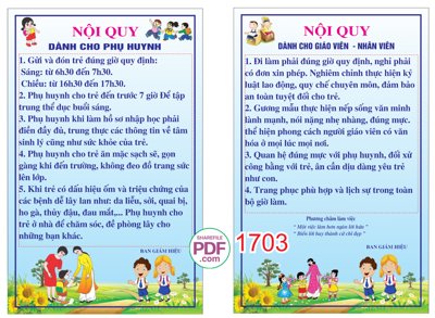 File tranh quảng cáo Nội quy dành cho giáo viên - nhân viên file PDF & CDR (file gốc) chuyên nghiệp