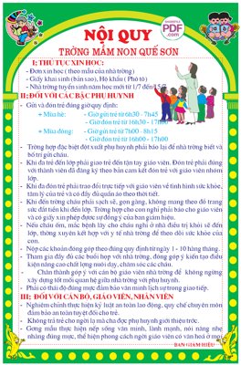 Download file gốc Nội quy trường mầm non Quế Sơn file PDF & CDR (in mica) logo