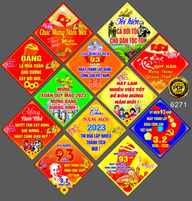 File in trần Pano Mừng đảng mừng xuân lát chả treo cột điện file corel (file gốc) phong thủy