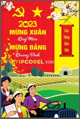 File PSD Pano mừng đảng mừng xuân vector corel (bản gốc) dễ dàng edit