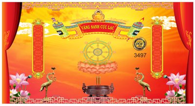 Cung cấp file tranh gốc Phông cuốn thư vãn sanh cực lạc file corel độc quyền