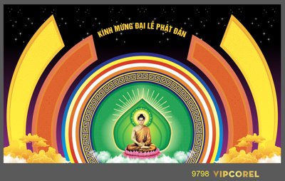 Tải file gốc Phông sân khấu Kính Mừng Đại Lễ Phật Đản corel (bản PSD) gốc