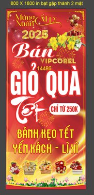 Mua file gốc Phướn thả bán giỏ quà tết 2025 file corel (in ấn) tại Filetranh.com