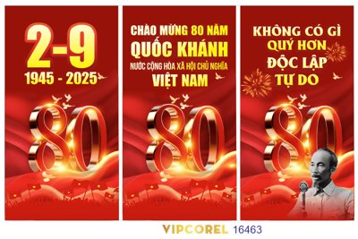 File gốc Phướn thả chào mừng Quốc Khánh 2.9 2025 file corel (in lụa) chi tiết cao
