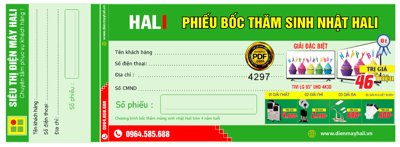 File gốc Phiếu bốc thăm sinh nhật Siêu thị điện máy Corel (in ấn) màu sắc trung thực
