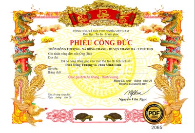 File ảnh Phiếu công đức đình Đông thượng và chùa Minh Linh T. Phú Thọ (gốc) cho trang trí nội thất