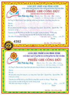 File PSD Phiếu ghi công đức chùa Ngọc Quế file corel (bản gốc) cho nhà in