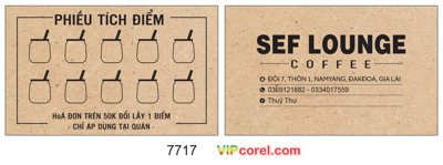 File gốc Phiếu tích điểm quán SEF LOUNGE coffee file vector (cho in 3D) độc đáo