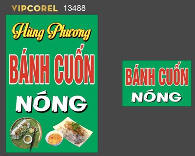 File tranh in tráng gương Quán Hùng Phương - bánh cuốn nóng file corel (siêu nét)