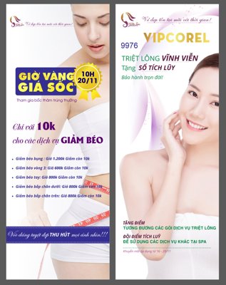 File gốc Standee Spa giờ vàng giá sốc - Dịch vụ giảm béo (in mica) trang trí