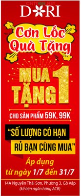 File in mica Standee khuyến mãi mua 1 tặng 1 tone đỏ file CDR (ảnh gốc) đẹp