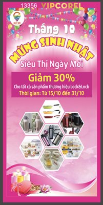 Tải file Standee mừng sinh nhật siêu thị tháng 10 giảm giá (ảnh gốc) in gạch 3D