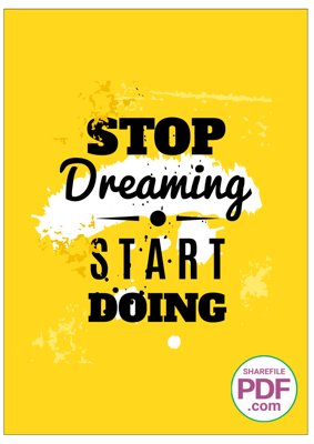 File gốc Stop dreaming start file vector PDF (in ấn) không giới hạn